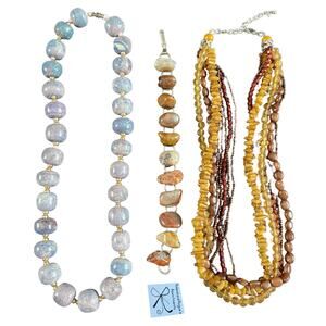 Unbranded 3-pc Stone and Beaded Necklaces and Bracelet Bundle